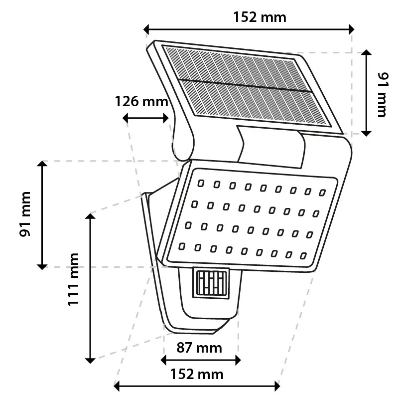 Сонячний LED-прожектор LumiLED пластик 15,2х12,6х22,9 см чорний