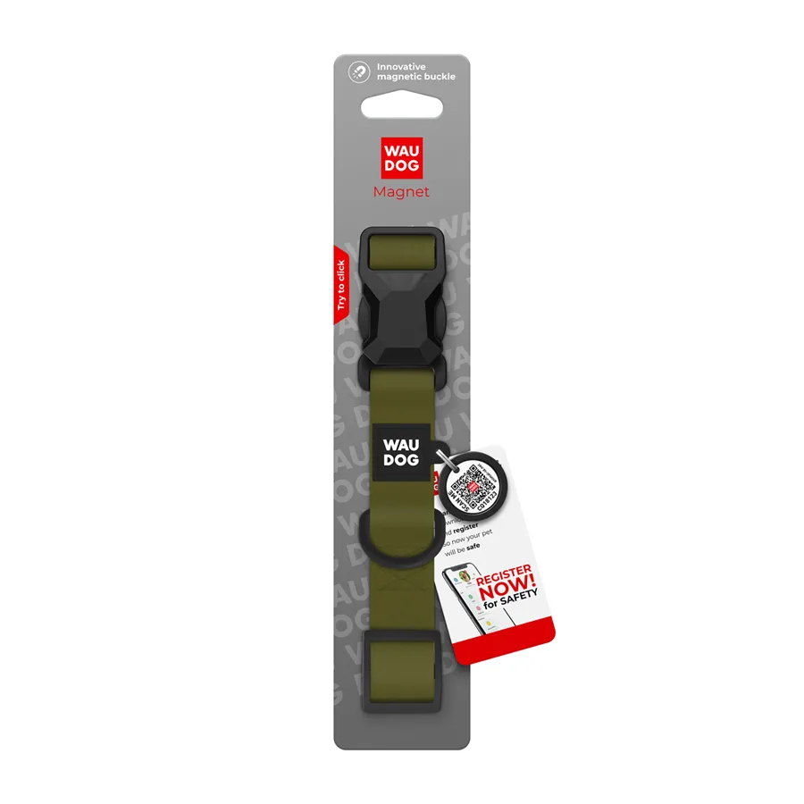 Нашийник WAUDOG Magnet XL 25 мм Collartex водостійкий хакі 38-58 см