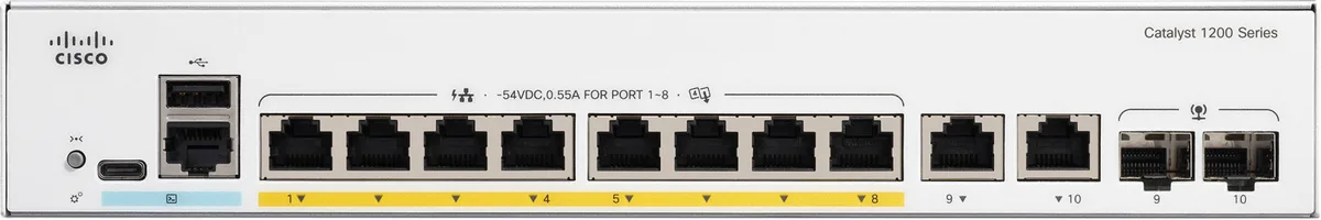 Комутатор Cisco Catalyst 1200 8xGE, PoE, Ext PS, 2x1G Combo