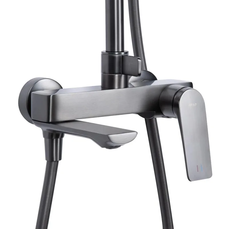 Душова система Qtap Vlasta New 700х310х130 мм латунь Gunmetal Black PVD