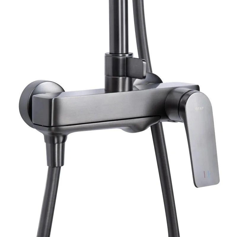 Душова система Qtap Vlasta New 700х310х130 мм латунь Gunmetal Black PVD