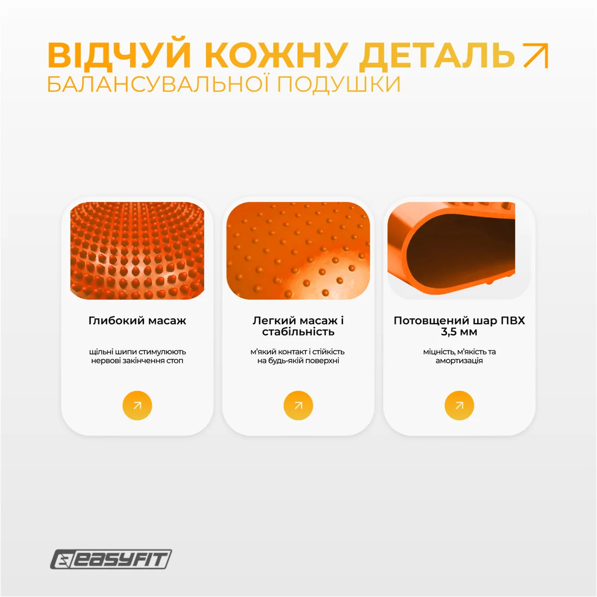Балансувальна подушка масажна EasyFit гума 33 см оранжева