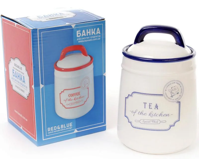 Керамічна банка RedBlue TEA 800 мл синя з кришкою