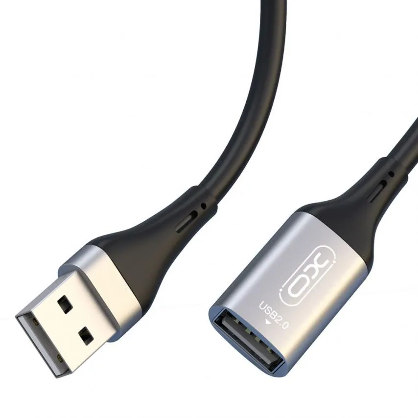 Подключатель USB XO металлический 2м черный
