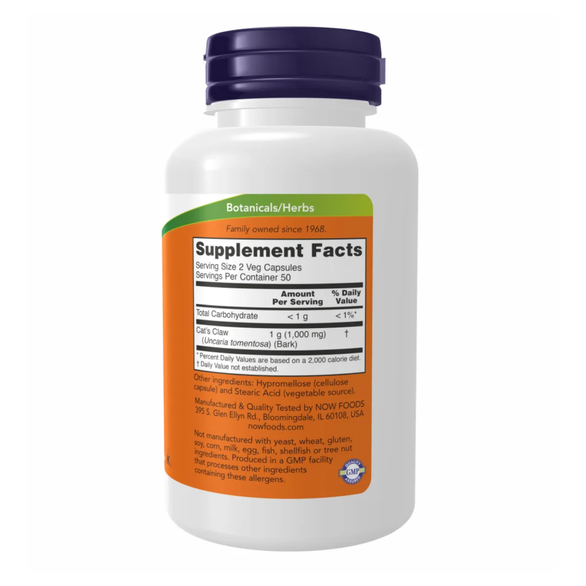 Коготь кошки Now Foods 500 мг 100 капсул растительная целлюлоза