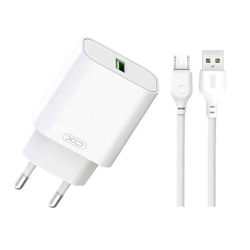 Мережевий зарядний пристрій XO 18W USB Micro 1м Білий