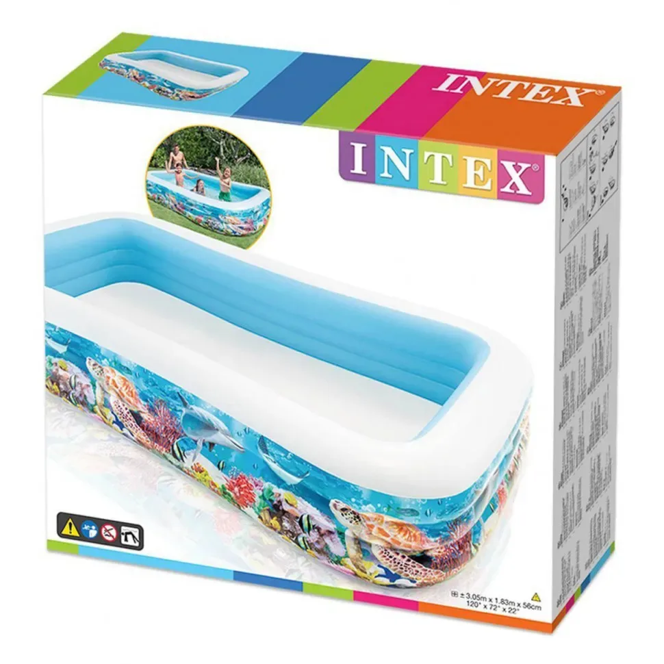 Надувний басейн Intex 305x183x56 см ПВХ 999 л прямокутний для сім'ї