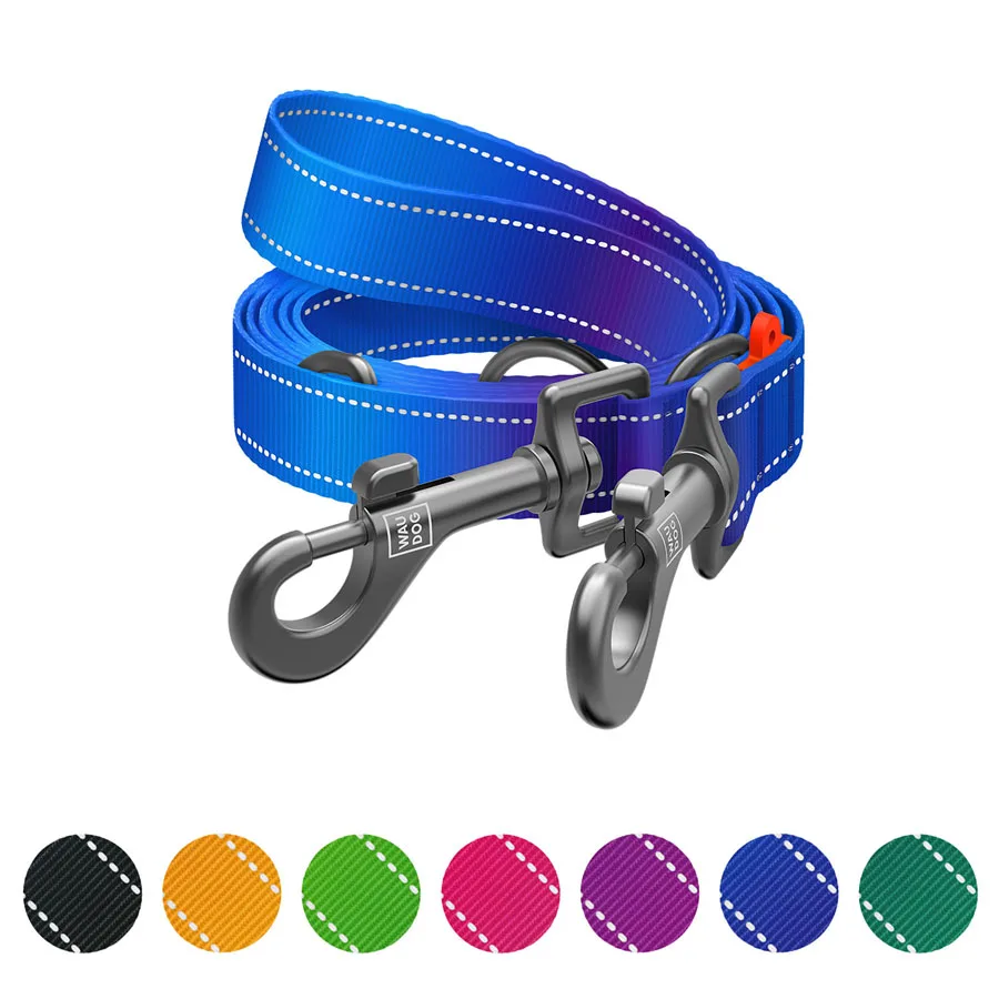 Повідець-перестібка WAUDOG Nylon Mono 20 мм x 300 см нейлон світловідбивний синій