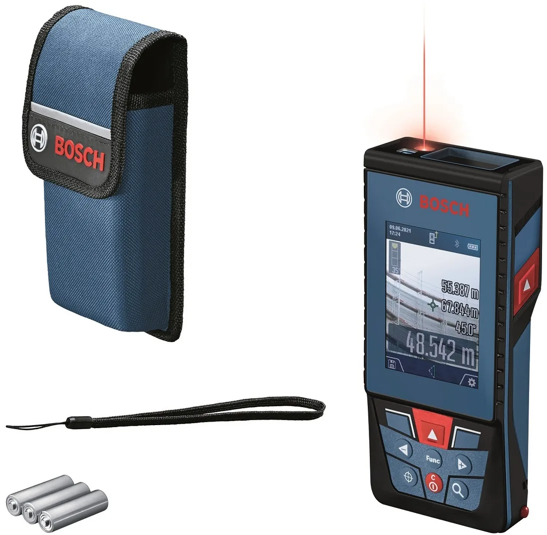 Лазерний далекомір Bosch Professional GLM 100-25 C, діапазон 0.08–100м, точність ±1.5мм, 360°, з Bluetooth та чохлом, вага 0.23кг.