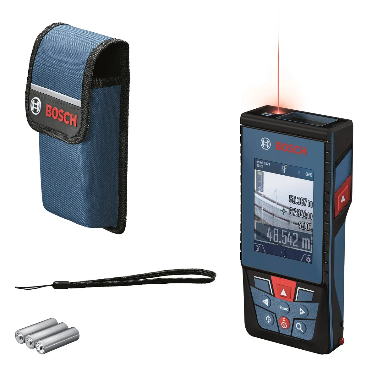 Лазерний далекомір Bosch Professional GLM 100-25 C, діапазон 0.08–100м, точність ±1.5мм, 360°, з Bluetooth та чохлом, вага 0.23кг.