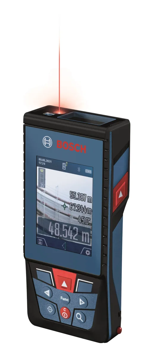 Лазерний далекомір Bosch Professional GLM 100-25 C, діапазон 0.08–100м, точність ±1.5мм, 360°, з Bluetooth та чохлом, вага 0.23кг.