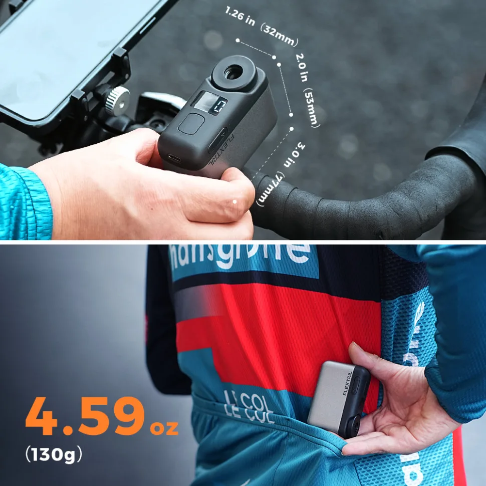 Велосипедний електричний насос Flextail 120 PSI 77х53х32 мм чорний
