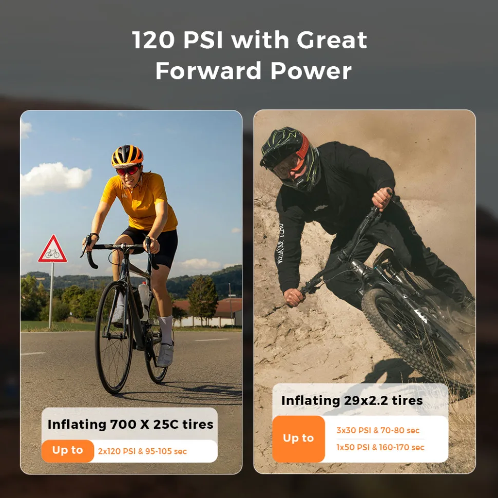Велосипедний електричний насос Flextail 120 PSI 77х53х32 мм чорний
