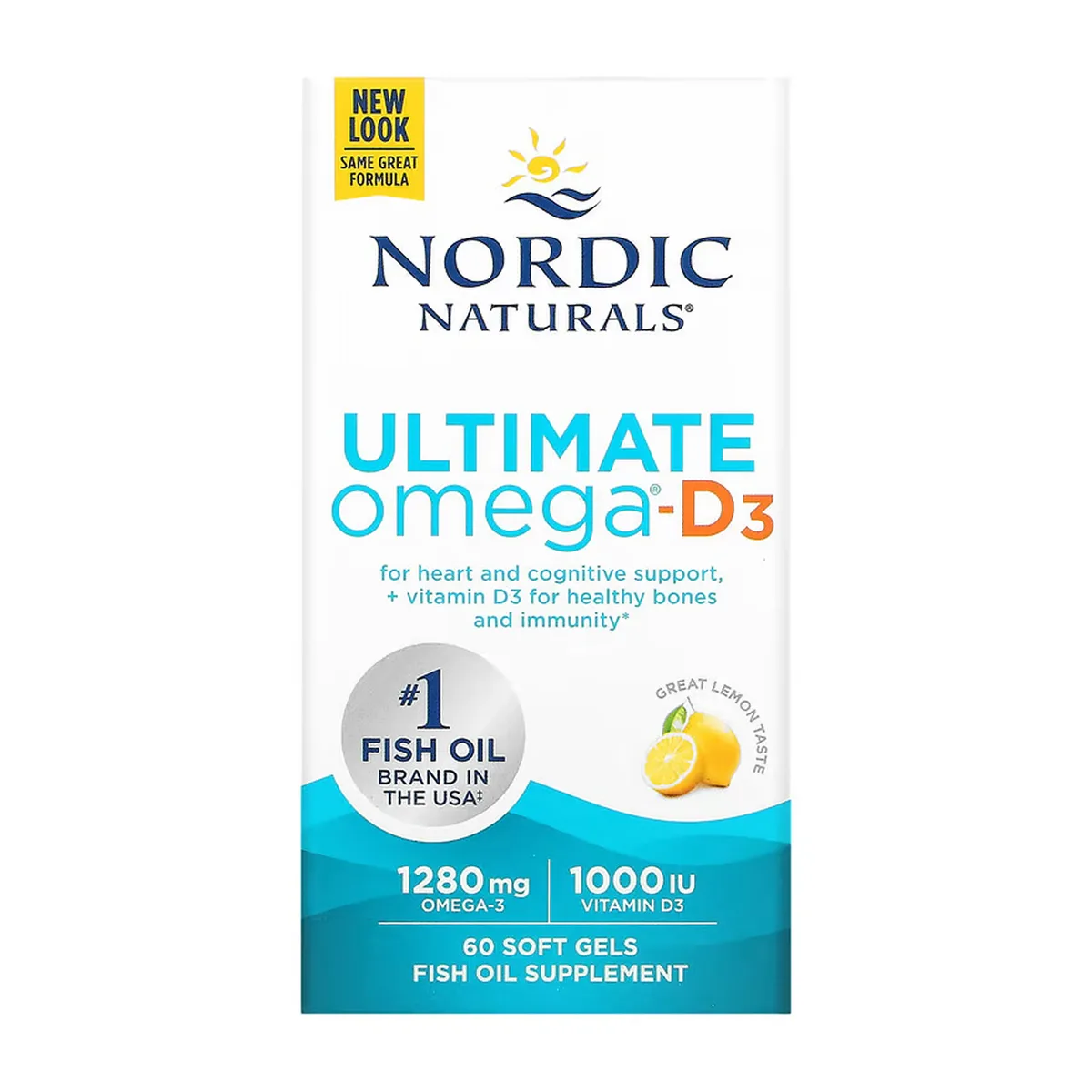 Ultimate Omega-D3 Nordic Naturals 60 мягких капсул 1280 мг Омега-3 1000 МЕ витамина D3