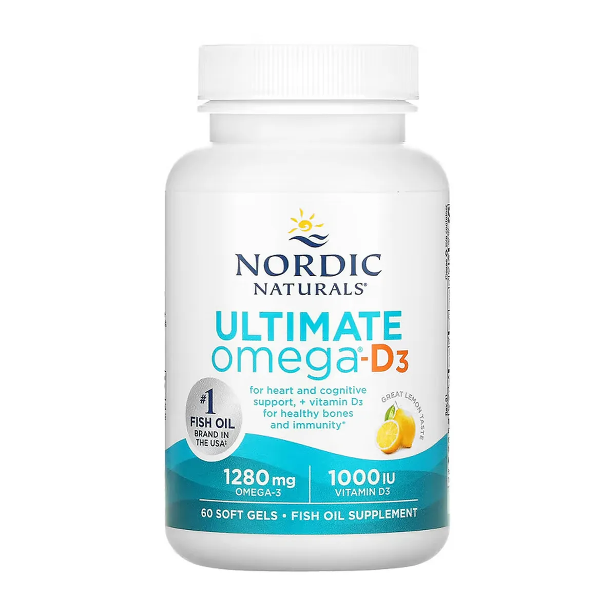Ultimate Omega-D3 Nordic Naturals 60 мягких капсул 1280 мг Омега-3 1000 МЕ витамина D3