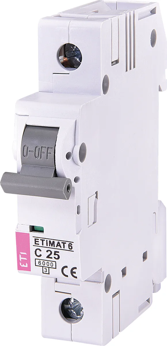 Автоматичний вимикач ETI, ETIMAT 6 1p С 25А (6 kA)