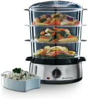 Пароварка Russell Hobbs CookHome 800Вт, триступенева, об'єм чаші 3 літри, резервуар для води 1 літр, механічне управління.