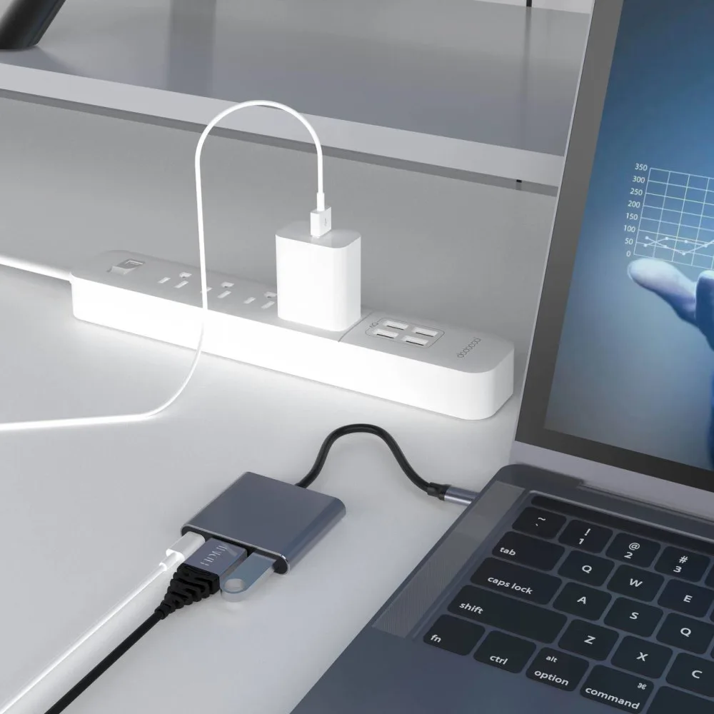 Хаб адаптер Type-C в HDMI 4K 30Hz алюмінієвий сплав 109х28,8х11,6 мм сріблястий