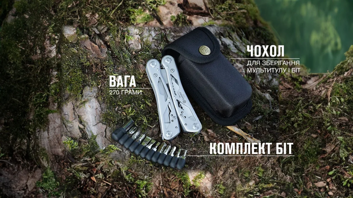 Мультитул Ganzo нержавіюча сталь 105 мм сірий 270 г