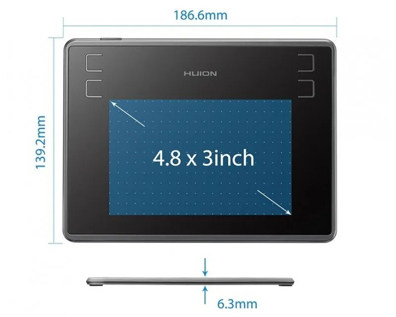 Графический планшет Huion 4.8"x3" H430P, microUSB, черный