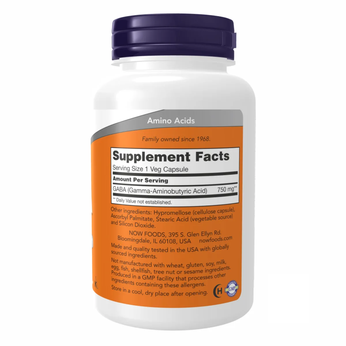 GABA 750 мг Now Foods вегетаріанські капсули 200 шт без ГМО