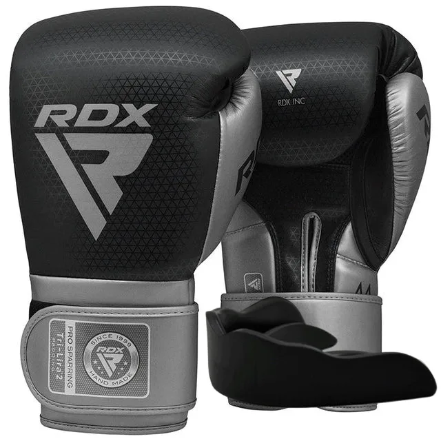 Боксерські рукавиці RDX Inc штучна шкіра 16 унцій сірі