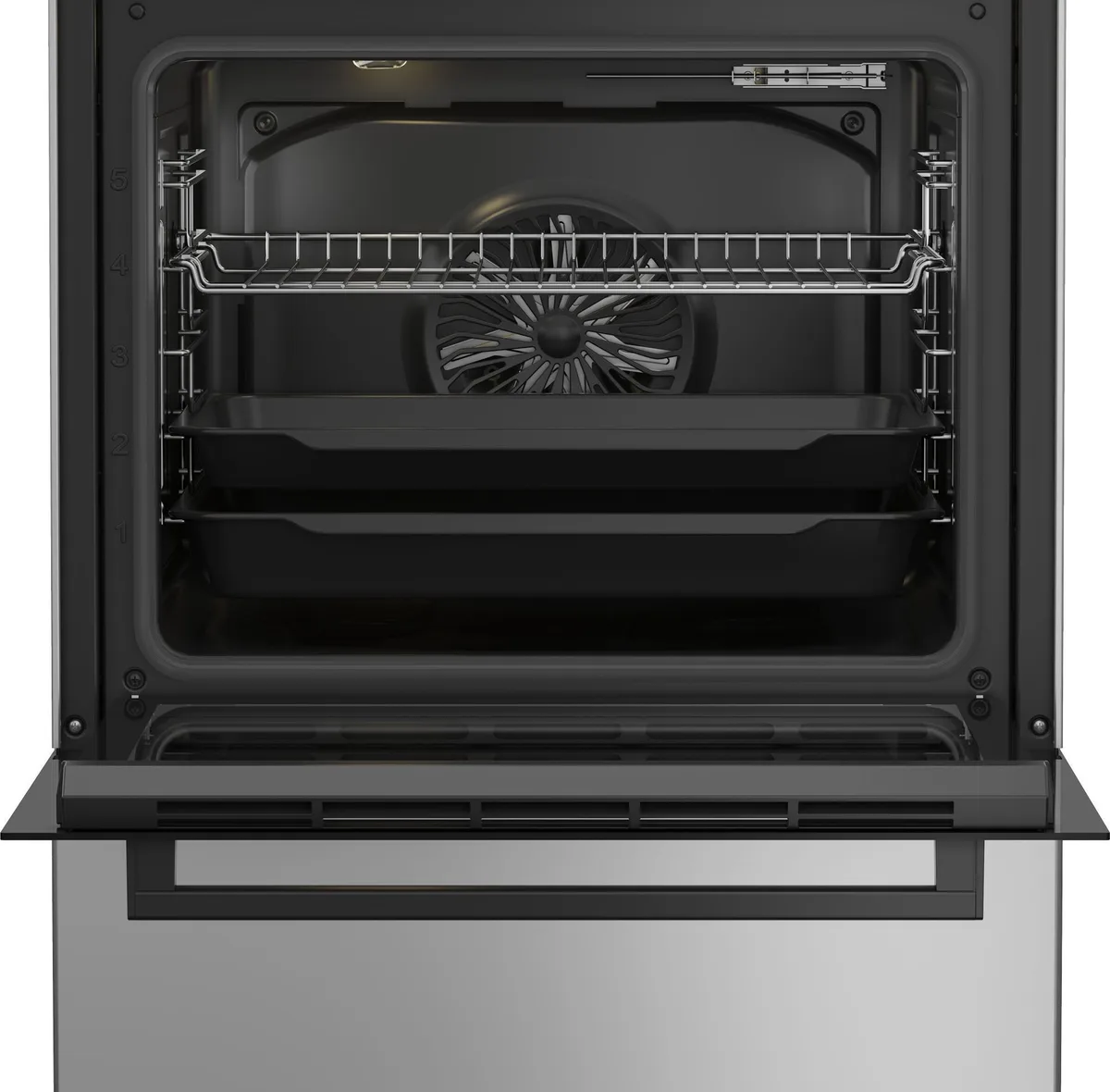 Комбінована плита Beko, 72 л, 60x60 см, з дисплеєм, конвекція, сірого кольору.