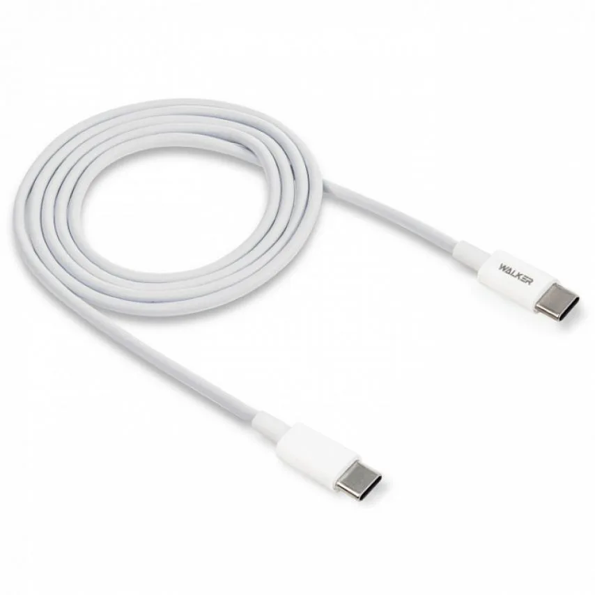 Кабель USB WALKER PVC 1м Type-C to Type-C белый 30W Quick Charge