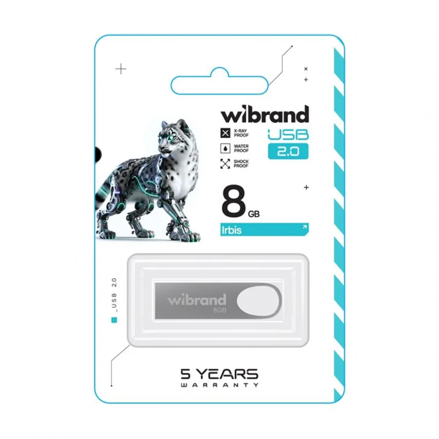 Флеш-пам'ять USB Wibrand 8Гб метал срібний