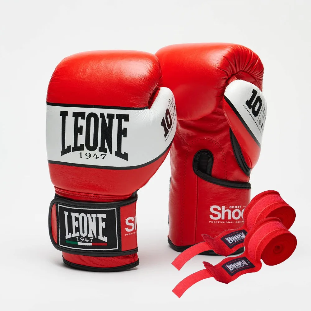 Боксерські рукавиці Leone натуральна шкіра 12 унцій червоні