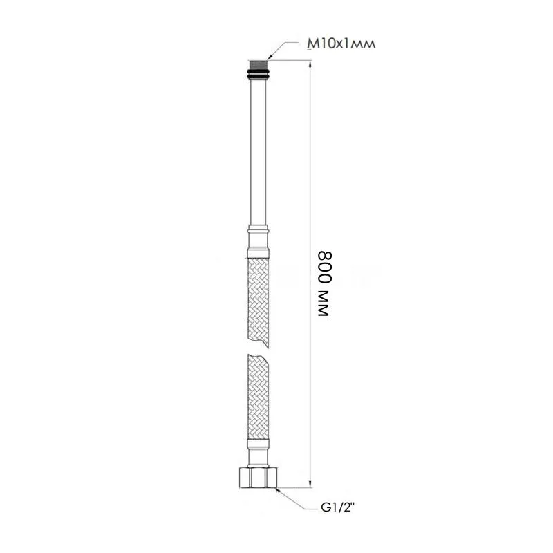 Шланг гибкая подводка M10x1/2" Thermo Alliance 80 см латунь резина нейлон