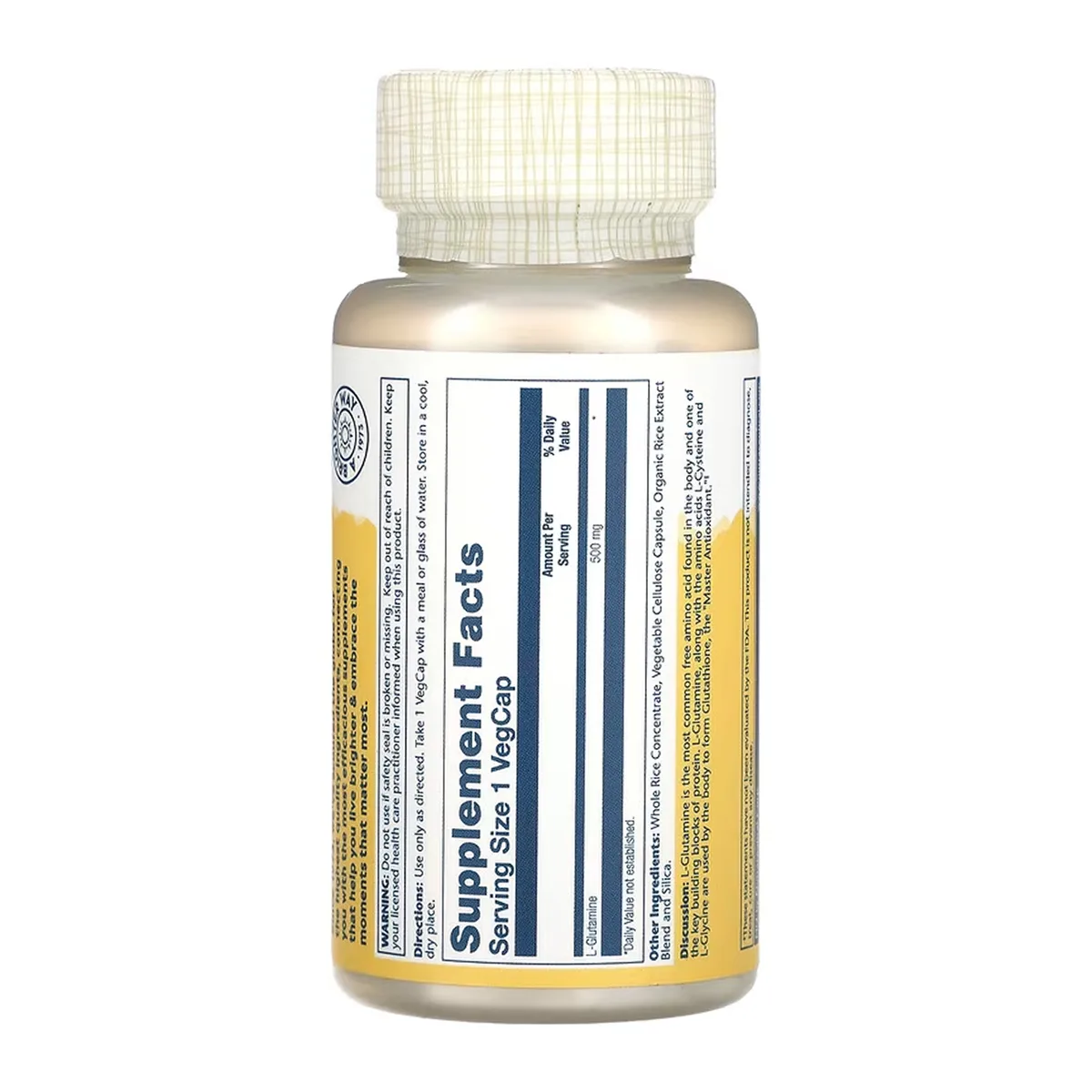 L-Glutamine 500mg капсулы вегетарианские 50 шт Solaray