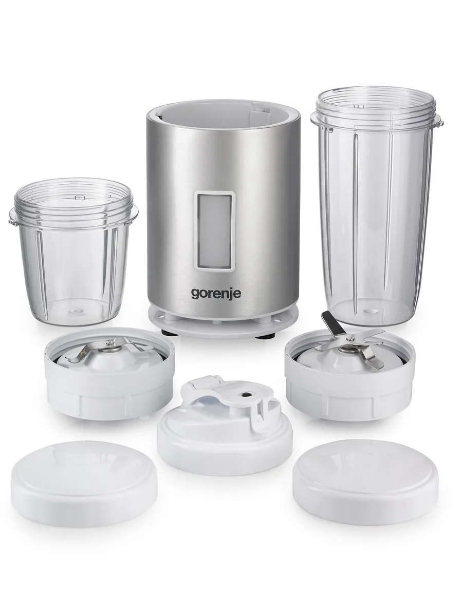 Блендер Gorenje стаціонарний, 1200 Вт, 1000 мл, подрібнювач, сріблястий