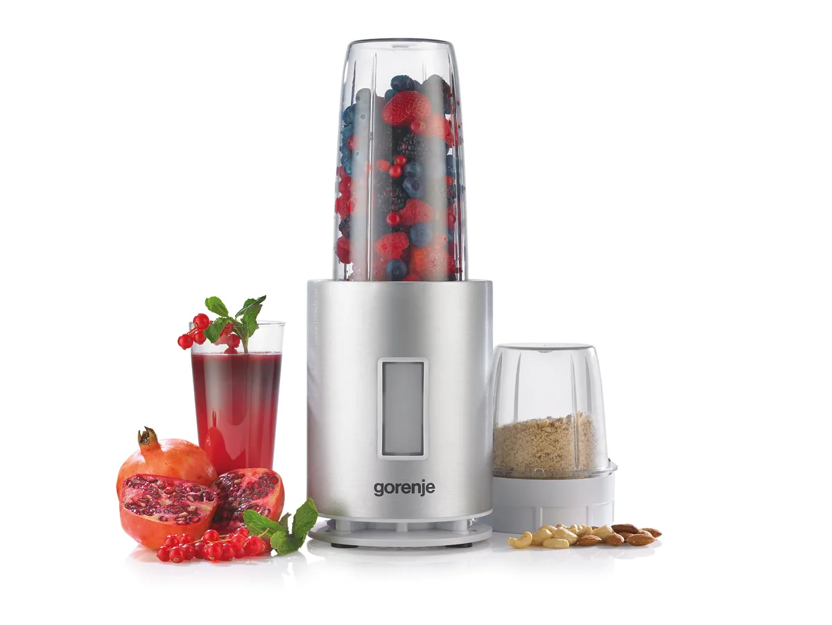 Блендер Gorenje стаціонарний, 1200 Вт, 1000 мл, подрібнювач, сріблястий