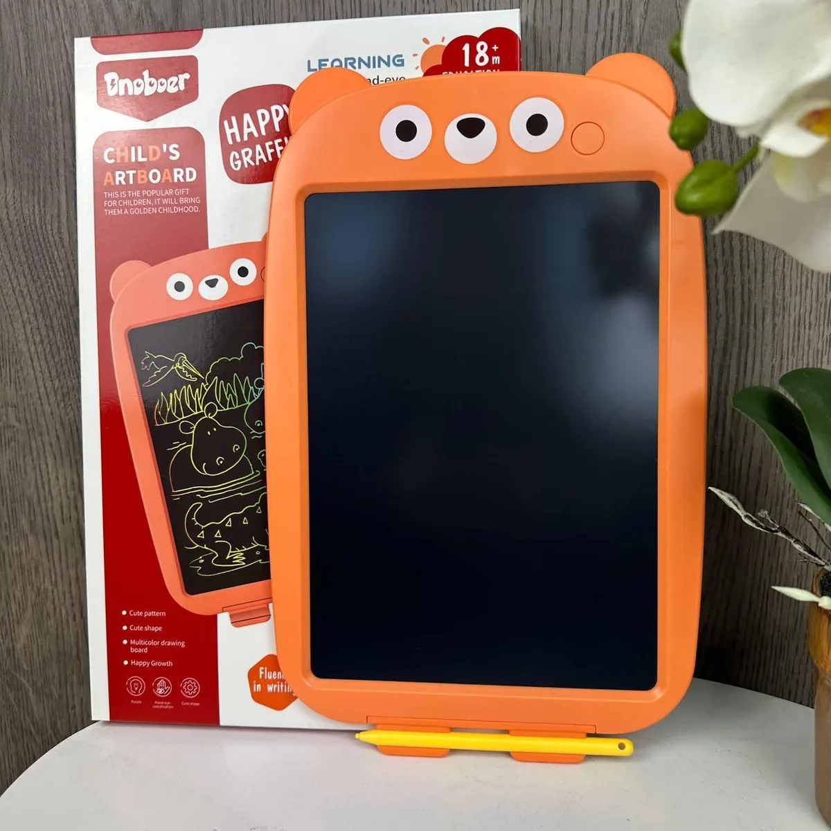 Детский планшет для рисования LCD 12 дюймов пластик оранжевый 30х19 см