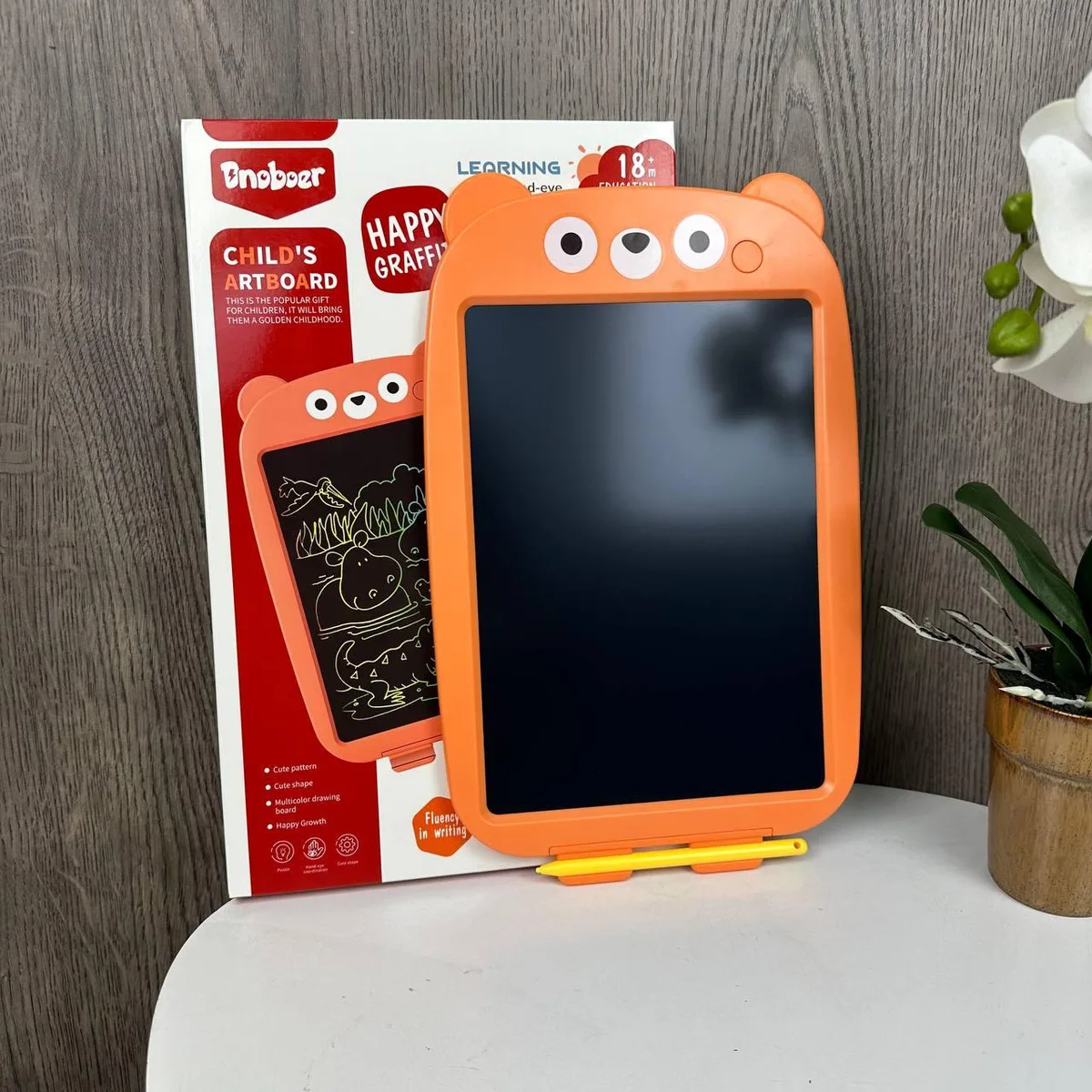 Детский планшет для рисования LCD 12 дюймов пластик оранжевый 30х19 см