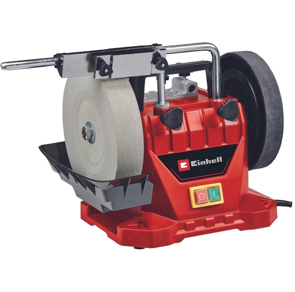 Станок для влажной заточки Einhell TC-WG 200, мощность 125Вт, диск 200х32мм, кожаный диск 180х30мм, 110 об/мин, вес 733кг