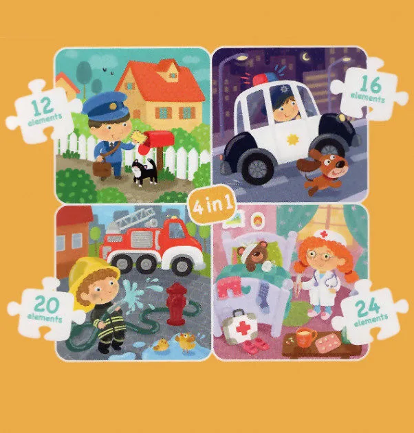 Дитячий пазл DoDo Toys 4 в 1 картон 22 см х 22 см багатоколірний