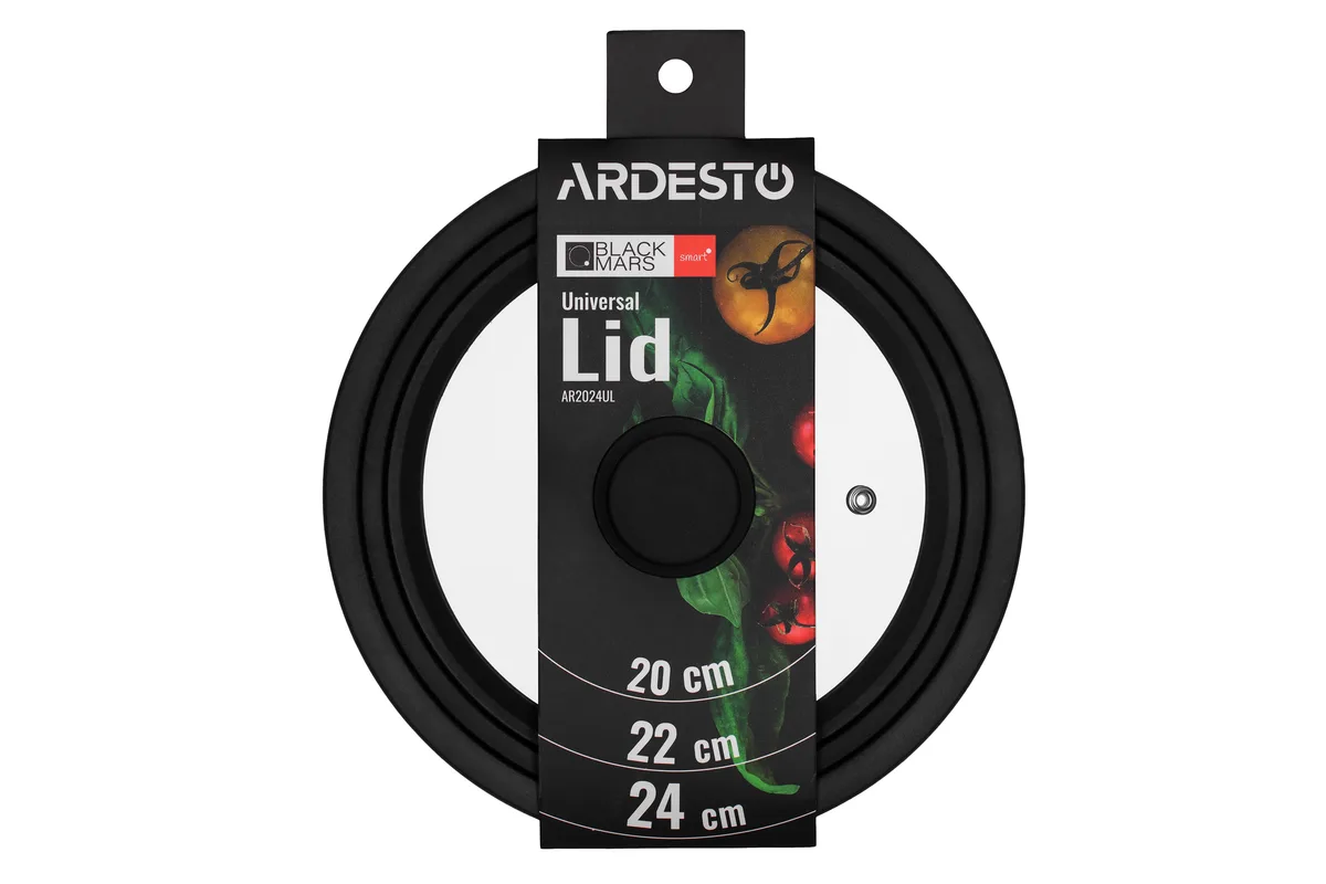 Универсальная крышка ARDESTO Black Mars, Smart, 20х22х24см, термостойкое стекло и силикон