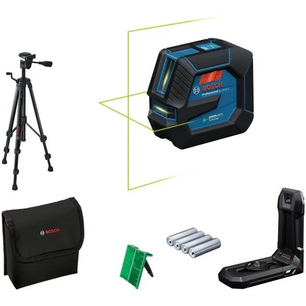 Лазерний нівелір Bosch Professional GLL 20-22 G 3.7В/4АА до 20м ±0.3мм/м, зелений лазер, чохол та штатив, захист IP 65.