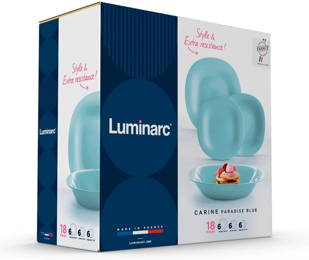 Сервіз Luminarc загартоване скло 18 предметів бірюзовий для 6 осіб