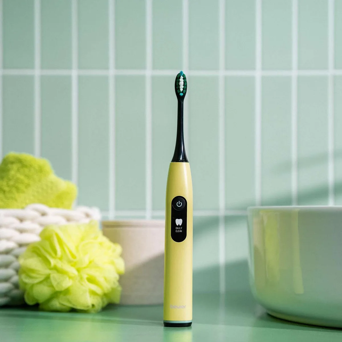 Электрическая зубная щетка Beurer Splashy Lemon GP, 80 тыс колебаний/мин, 2 насадки, 5 режимов, лимонный аромат