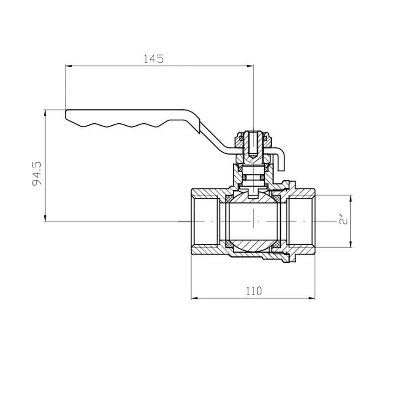 Кран шаровой Koer латунь 2" стальной рычаг