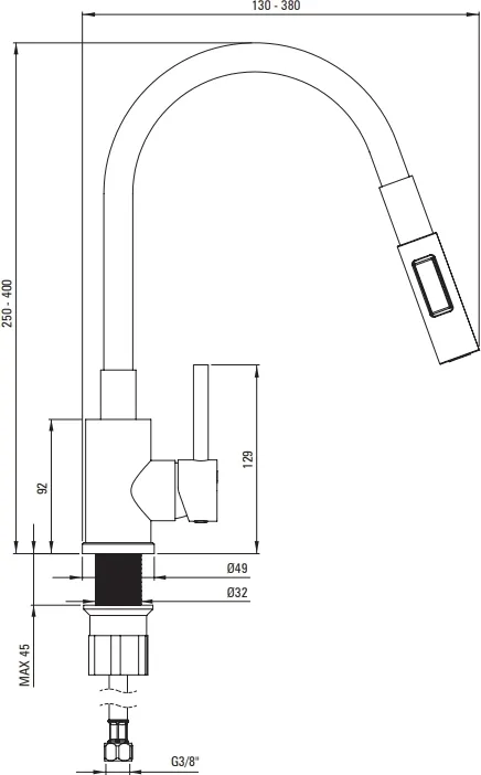 Комплект для кухни Deante Corio, мойка ZRC_2103, смеситель BOC_B740, графит