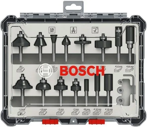 Комплект комбінованих фрез Bosch Professional 6мм, 15 штук