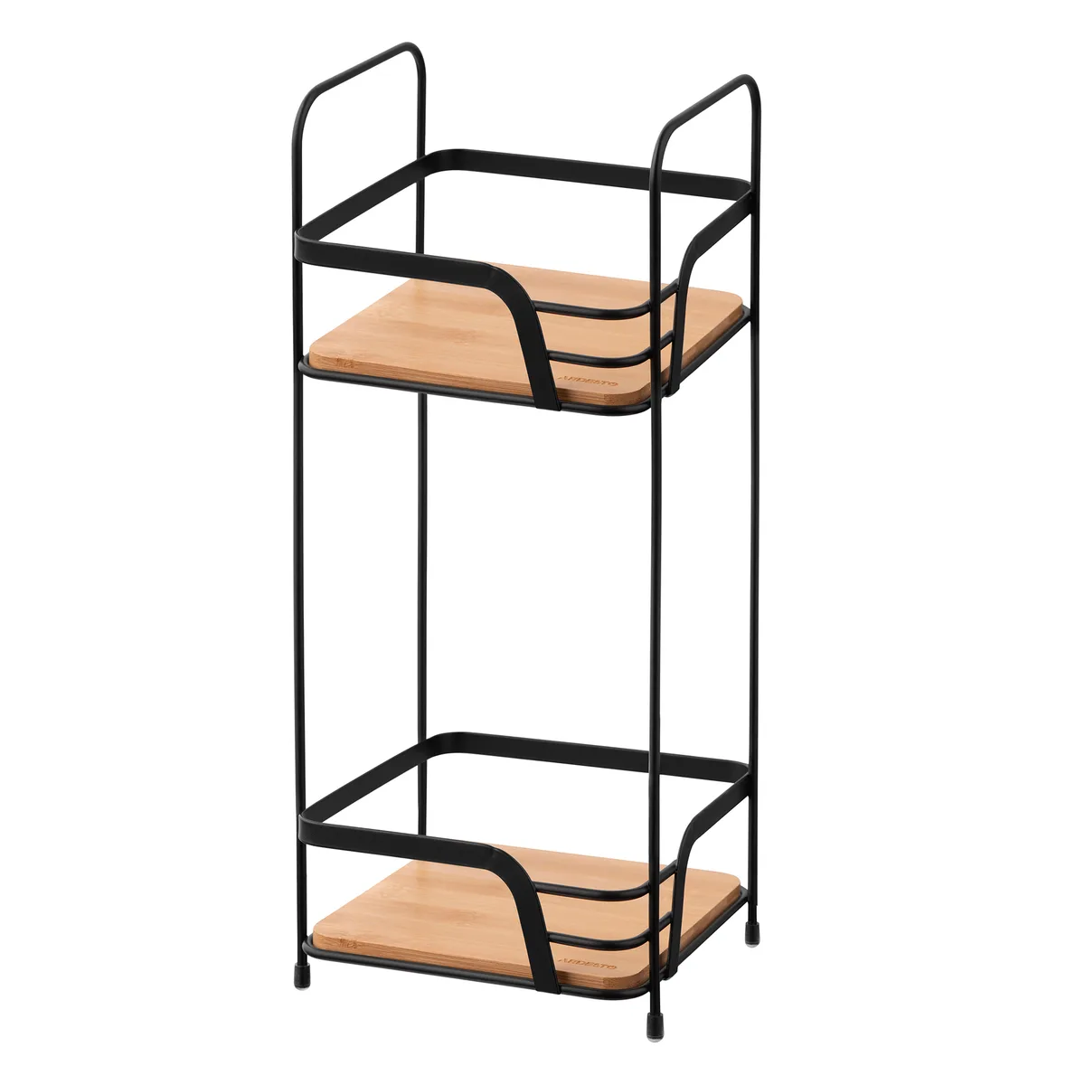 Полка ARDESTO Minimalism, двухъярусная, размеры 16х155х40 см, металлический каркас, бамуковые элементы, черного цвета