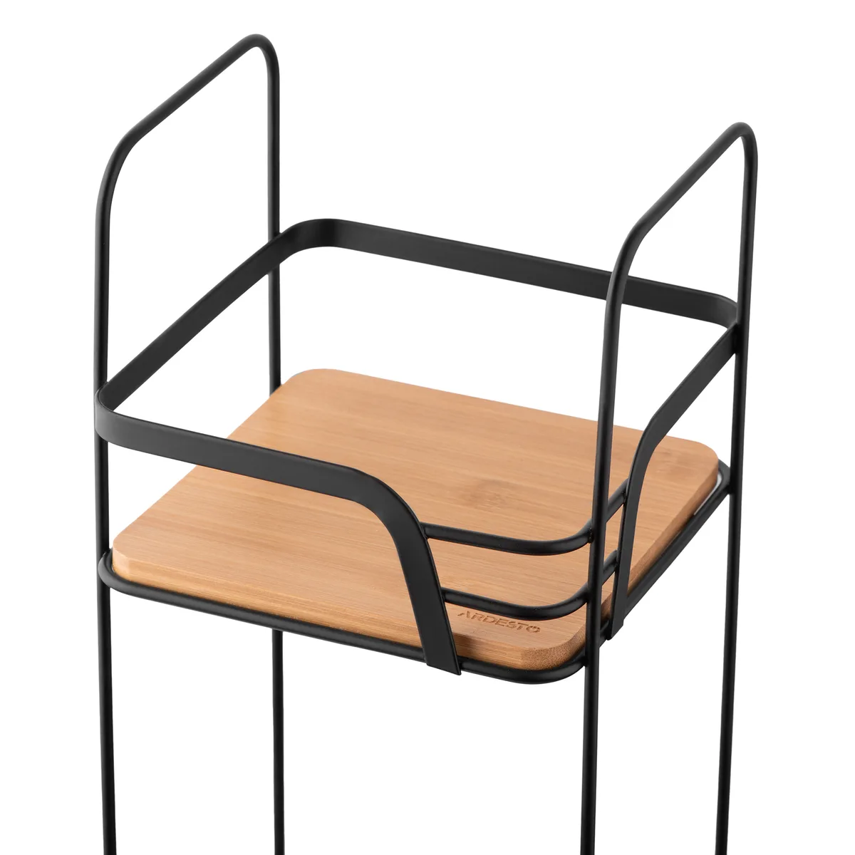 Полка ARDESTO Minimalism, двухъярусная, размеры 16х155х40 см, металлический каркас, бамуковые элементы, черного цвета
