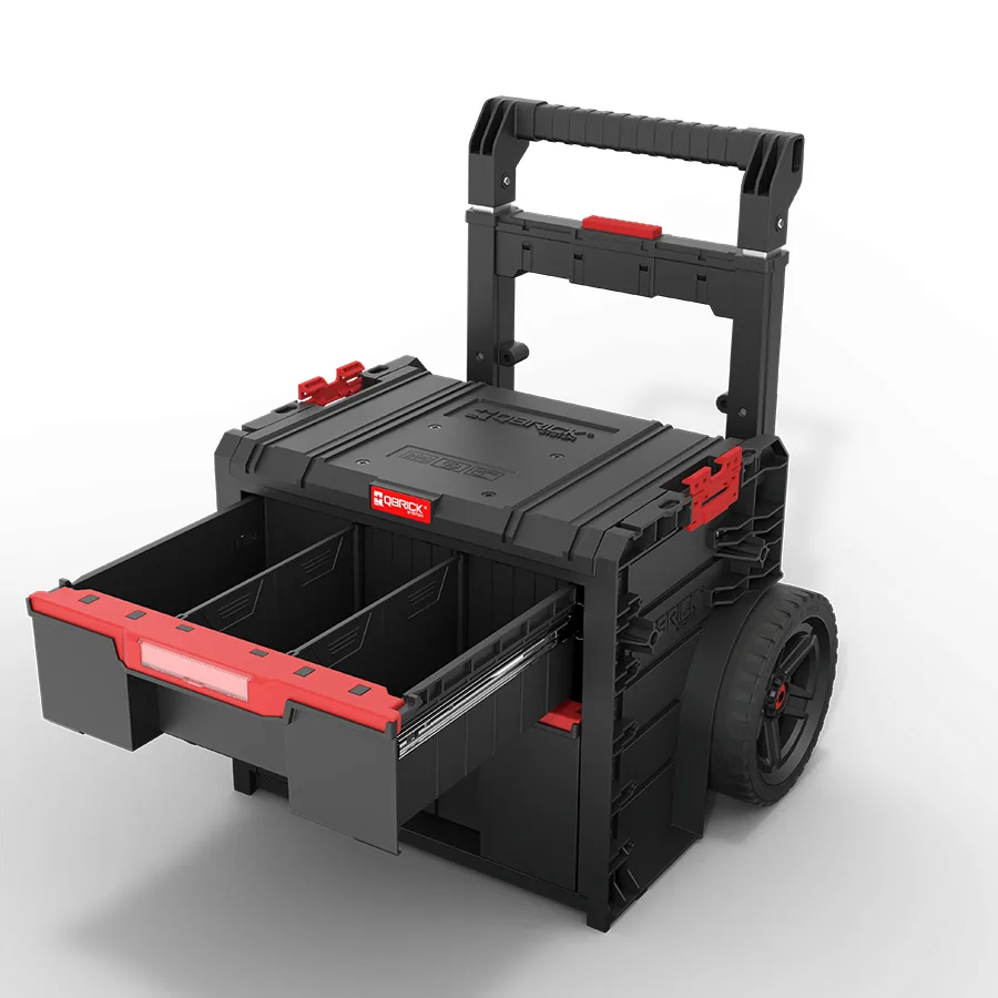 Ящик для інструментів Qbrick пластик чорний 520х440х660 мм на колесах з 2 шухлядами