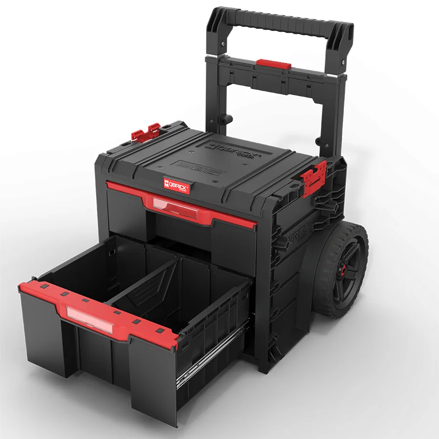 Ящик для інструментів Qbrick пластик чорний 520х440х660 мм на колесах з 2 шухлядами