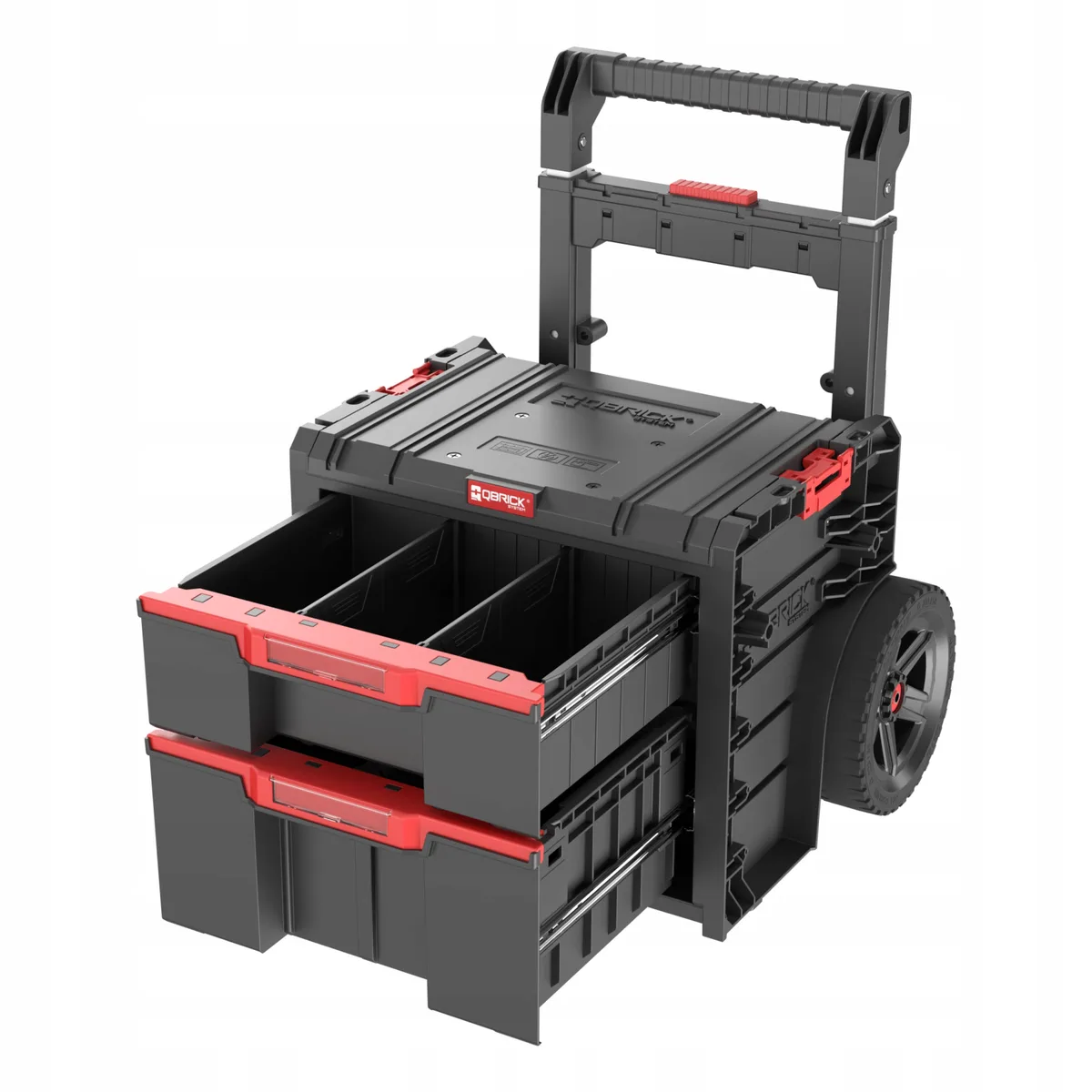 Ящик для інструментів Qbrick пластик чорний 520х440х660 мм на колесах з 2 шухлядами